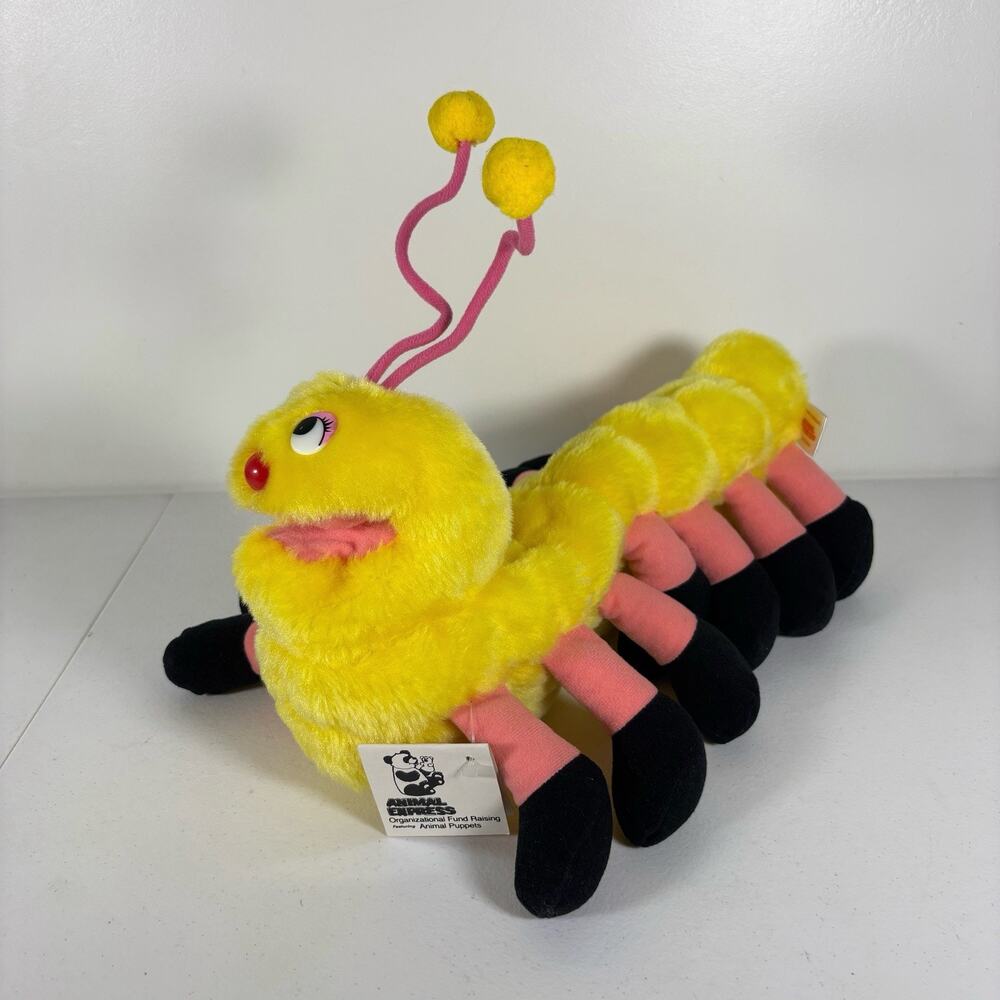 Animal Express 1978 Yellow Caterpillar Lotsaleggs Hand Puppet NOS